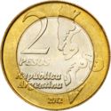 2 Pesos (30th Anniverary of Recovery of Malvinas Islands - Plain-reeded edge)