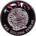 50 Pence (Queen's Golden Jubilee - Coloured silver edition)