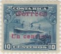 Steamer "Antilles" surcharged 1c on 10c - red