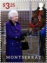 Queen Elizabeth II wearing Purple Coat with Horse
