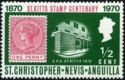 1d. Stamp of 1870 and St. Kitts Post Office, 1970
