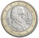 1 Euro (Wolfgang Amadeus Mozart - Composer - New Relief map)