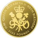 5 Pounds (90th birthday of Queen Elizabeth II - Gold Plated)
