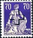 Helvetia with Sword (cross overprint)