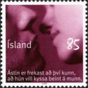 People kissing in photograph colour: Red Violet