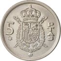 5 Pesetas (w/6-pointed star & incuse year)