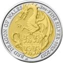 5 Pounds (The Queen's Beasts, Red Dragon of Wales - Silver with Gold Plating)