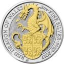 5 Pounds (The Queen's Beasts, Red Dragon of Wales - Silver with Gold Plating)