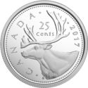 25 Cents (Caribou. Maple-leaf Mark. Silver)