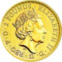 2 Pounds (Britannia, Radial Sunburst Background - Silver with Gold Plating)