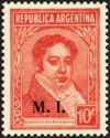 Bernardino Rivadavia (1780-1845), ovpt. "M.I."