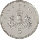 5 Pence (Crowned Thistle - Silver Piedfort)