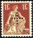 Helvetia with sword, cross perforated