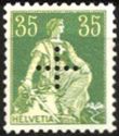 Helvetia with sword, cross perforated