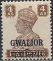 King George VI wearing Imperial Crown of India - overprinted