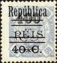 D. Carlos I, with surcharge and overprint «República»