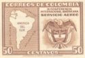 Map of South America, coat of arms of Colombia
