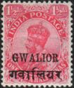 King George V wearing Imperial Crown of India - overprinted