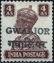 King George VI wearing Imperial Crown of India - overprinted