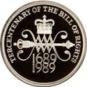 2 Pounds (Tercentenary - Bill of Rights - St. Edward's crown - Silver ed)
