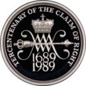 2 Pounds (Tercentenary - Claim of Rights - Scotland crown - Silver edit.)