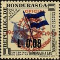 Flags of UN and Honduras overprinted and surcharged