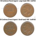 50 Centimes (French legend - Small head - coin alignment)
