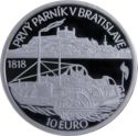 10 Euro (200th Ann. of the first sailing of a steamer on the Danube River in Bratislava)