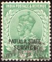 King George V Official of India overprinted "Patiala State"