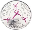 25 Cents (Breast Cancer. Tri-coloured Pink Ribbon)