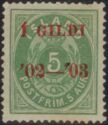 5 Aur Green W/ Red Overprint