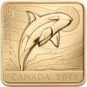 3 Dollars (Wildlife conservation - Orca Killer Whale - gilded)