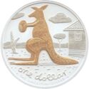 1 Dollar (Kangaroo holding football. Silver partially gilted)