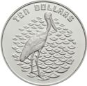 10 Dollars (Jabiru Stork. Piedfort)