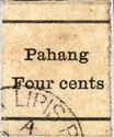 Surcharge "Pahang Four Cents" on Plain Paper