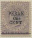 Straits Settlements Overprinted "PERAK ONE CENT" and Bar