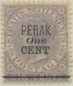 Straits Settlements Overprinted "PERAK One CENT" and Bar