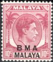 Overprinted "B.M.A. Malaya"