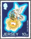 Island Map on Jersey Lily and Dove holding Olive Branch