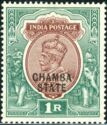 King George V wearing Imperial Crown of India - overprinted