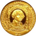 10 Dollars (First Stamp U.S.A. 160 th Anni. George Washington)