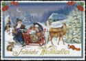 Fröhliche Weihnachten, happy Christmas, deer-drawn sledge, children, Santa Claus