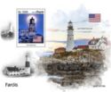 Split Rock + Portland Head Lighthouses & USA Flag