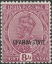 King George V wearing Imperial Crown of India - overprinted