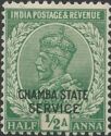 King George V wearing Imperial Crown of India - overprinted