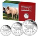 Various Dollars (Set 2019 Year of the Pig Silver)