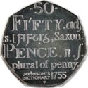 50 Pence (250th publication anniv.of Samuel Johnson's Dictionary)