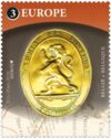 Gold Postal Seal with Lion Of Belgium