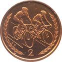 2 Pence (Cyclist within Sprigs - 3 Triskeles)