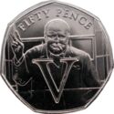 50 Pence (VICTORY (V). Churchill with his famous V for Victory gesture)